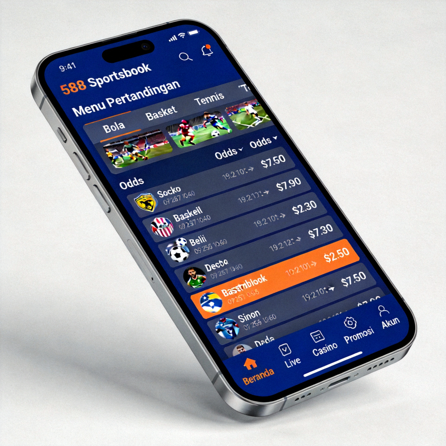 Tampilan lengkap M88 Sportsbook di perangkat mobile dengan menu pertandingan dan odds yang jelas
