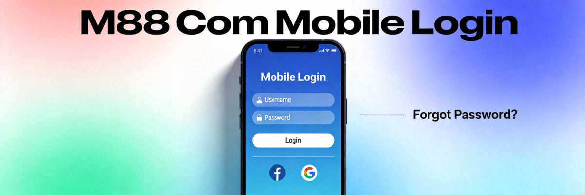 Tampilan hero banner M88 Com Mobile Login dengan antarmuka modern di smartphone
