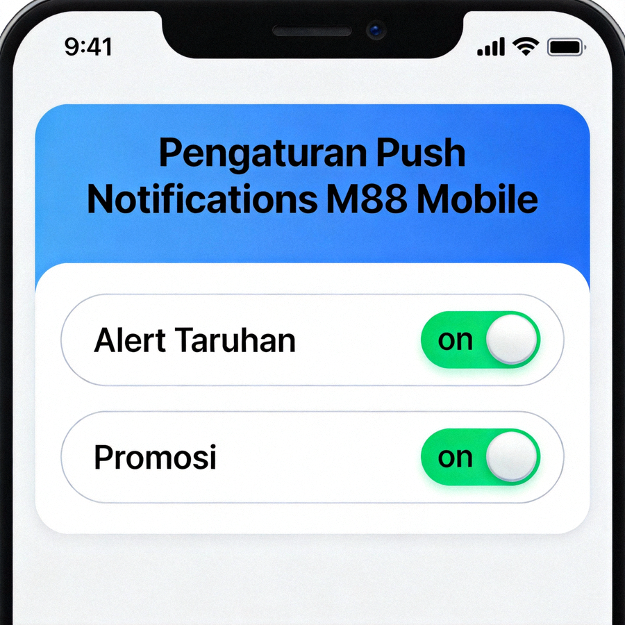 Pengaturan push notifications M88 Mobile untuk alert taruhan dan promosi