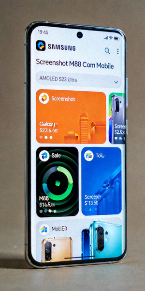Screenshot M88 Com Mobile berjalan di Samsung Galaxy S23 Ultra dengan layar AMOLED