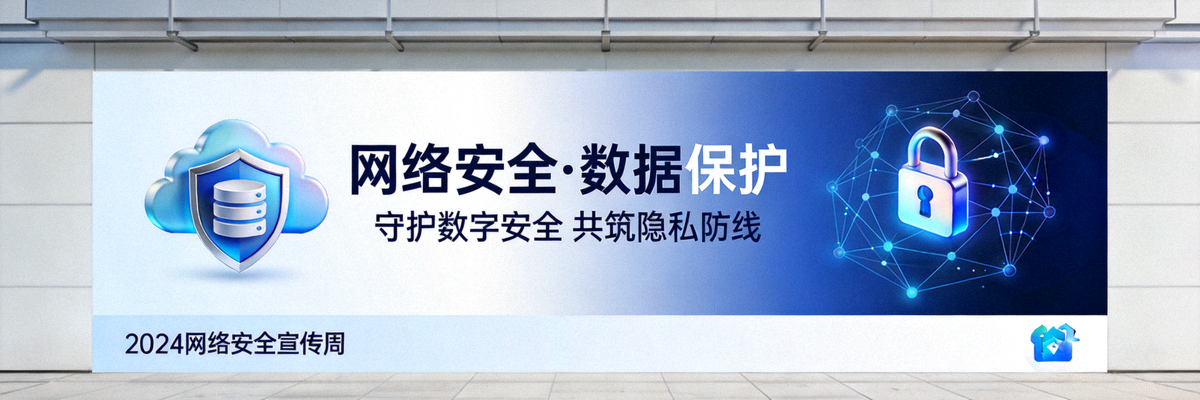 关于网络安全与数据保护的宣传横幅图片
