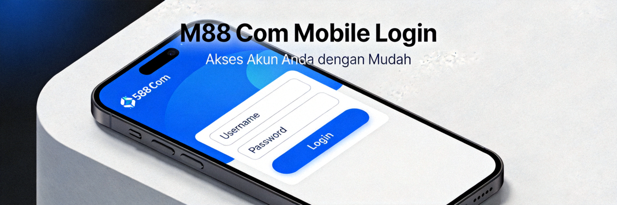 Tampilan hero banner M88 Com Mobile Login di smartphone dengan antarmuka modern